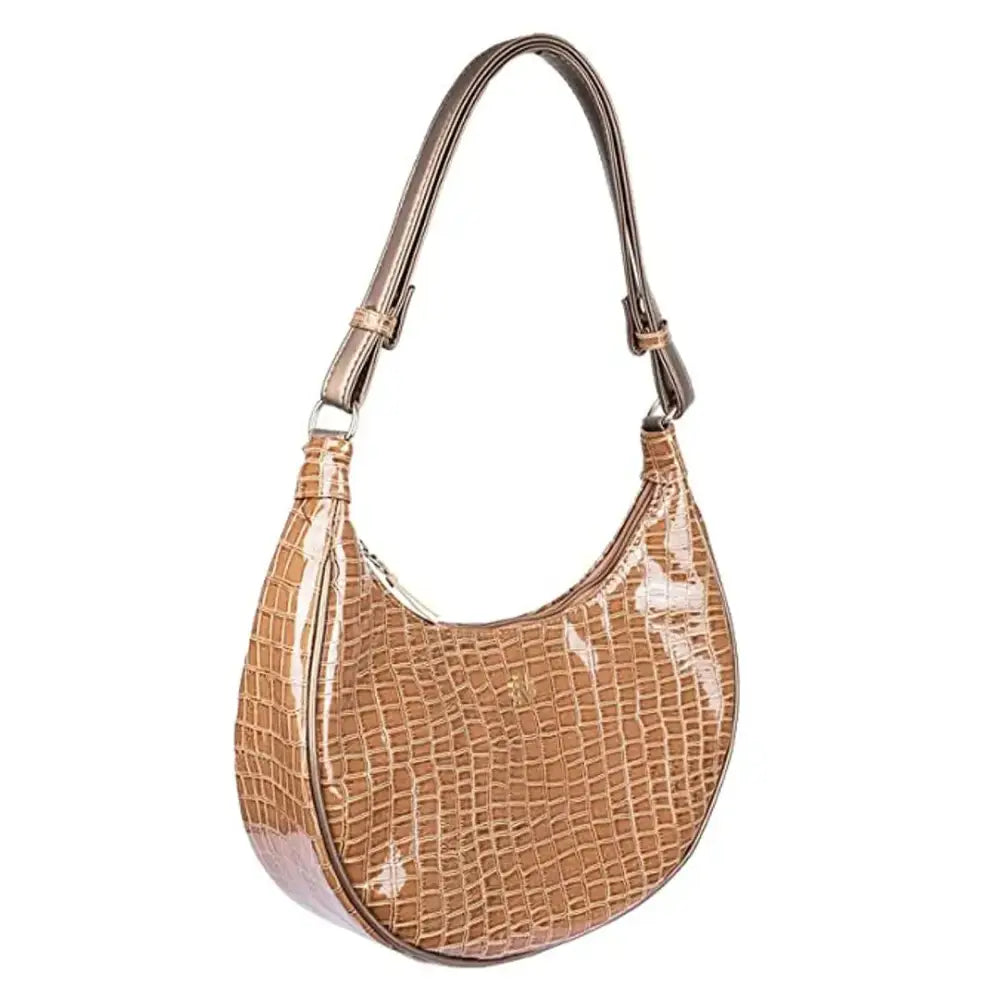 Stylish Khaki Artificial Leather Self Pattern Handbags For Women