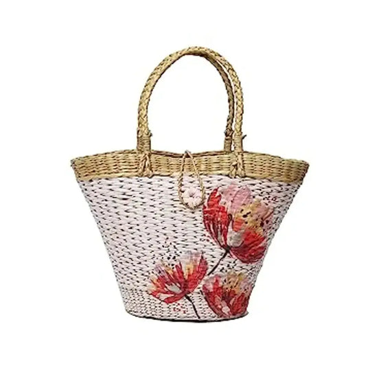 Stylish Multicoloured Jute Handbag For Women