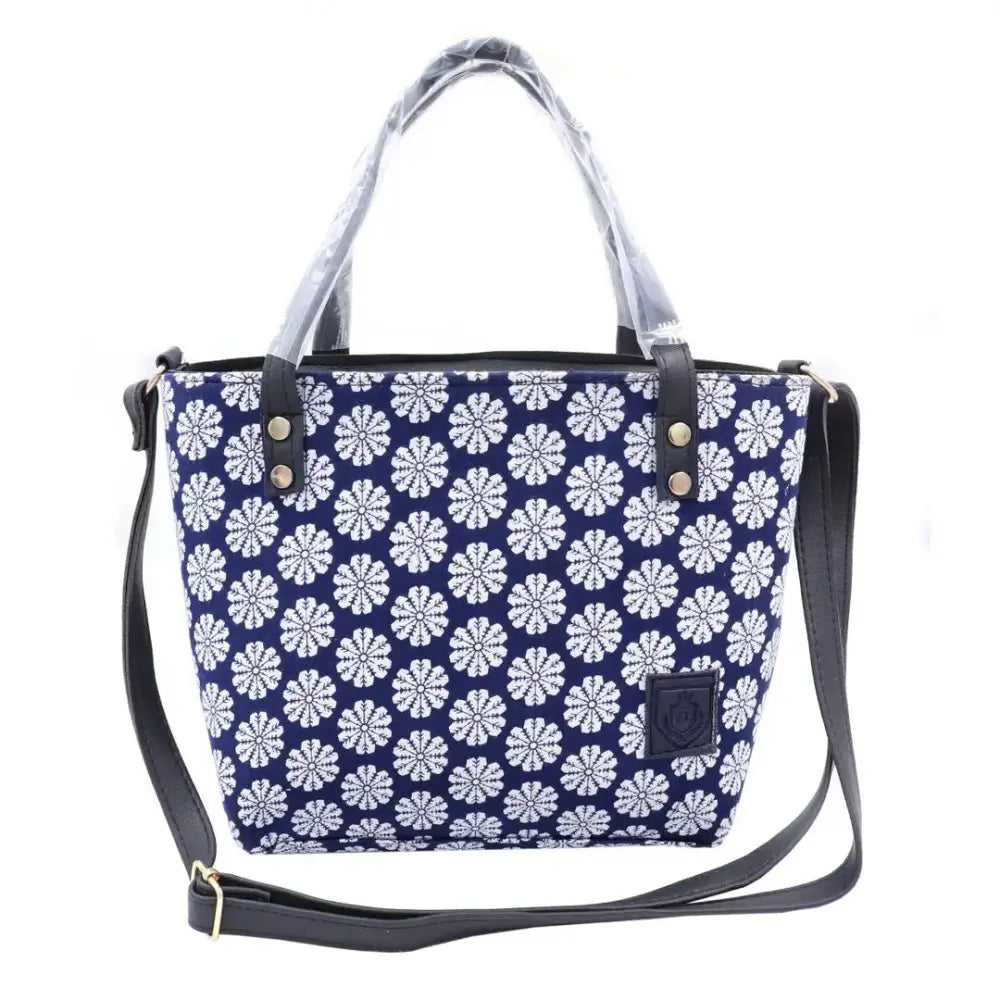 Stylish Navy Blue Artificial Leather Solid Handbags For Women