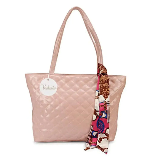 Stylish Pink PU Colourblocked Handbags For Women