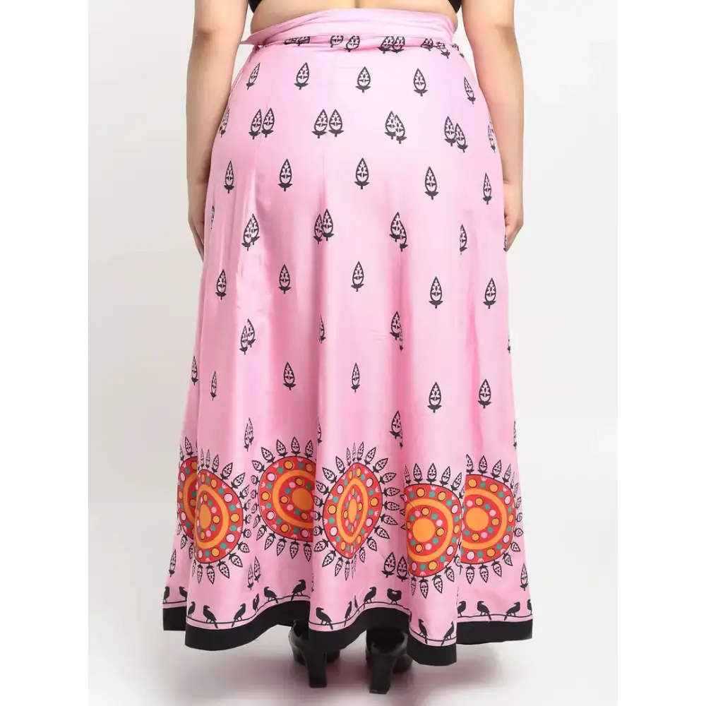 Stylish Pink Rayon Printed Skirts For Women