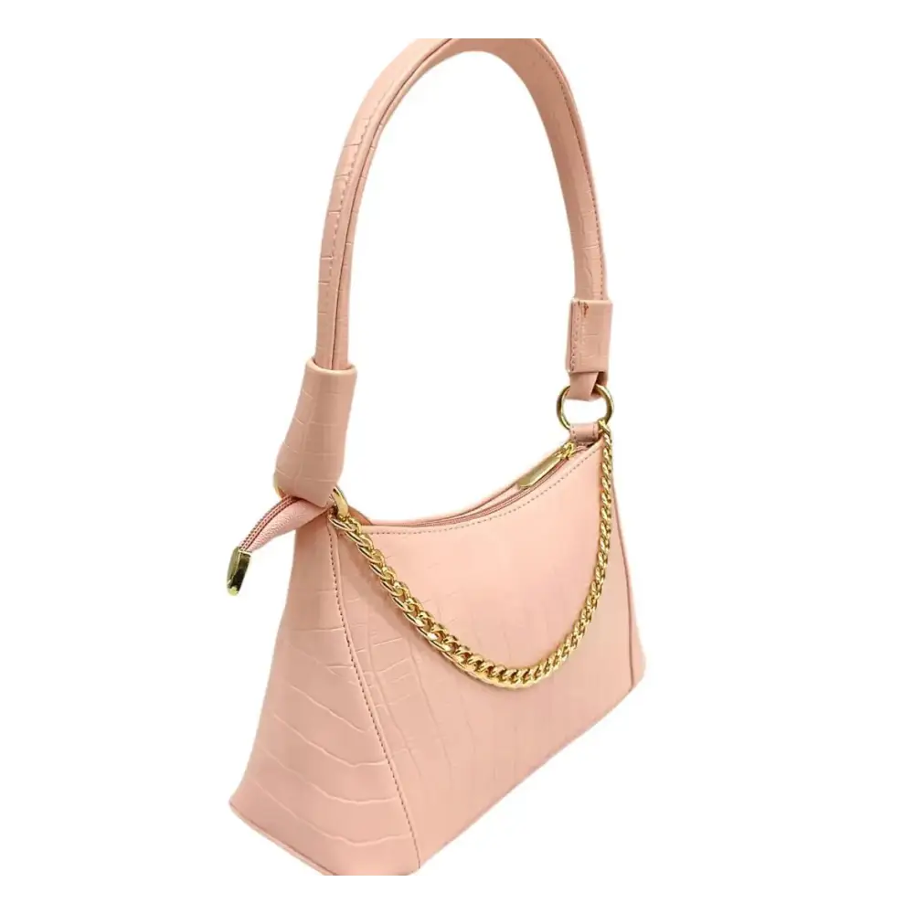 Stylish Pink Vegan Leather Self Pattern Sling Bags For Women