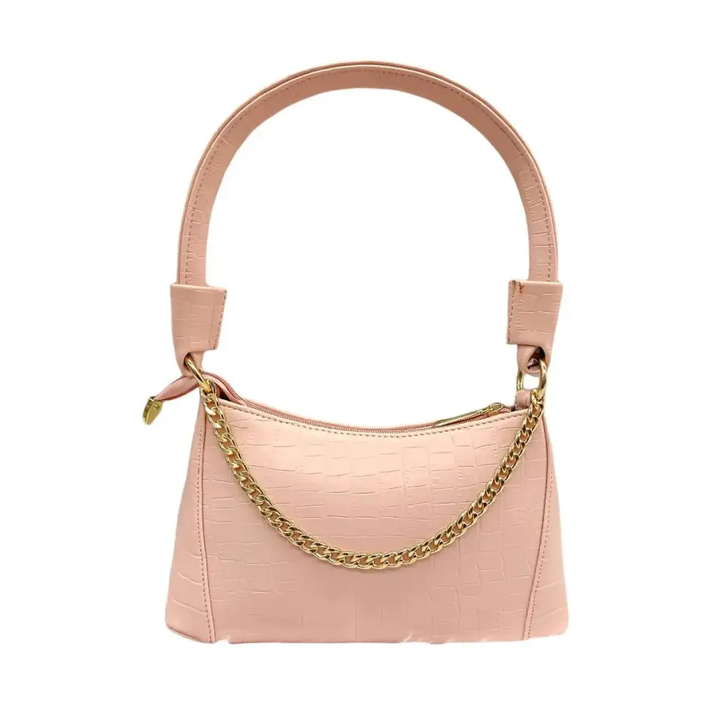 Stylish Pink Vegan Leather Self Pattern Sling Bags For Women