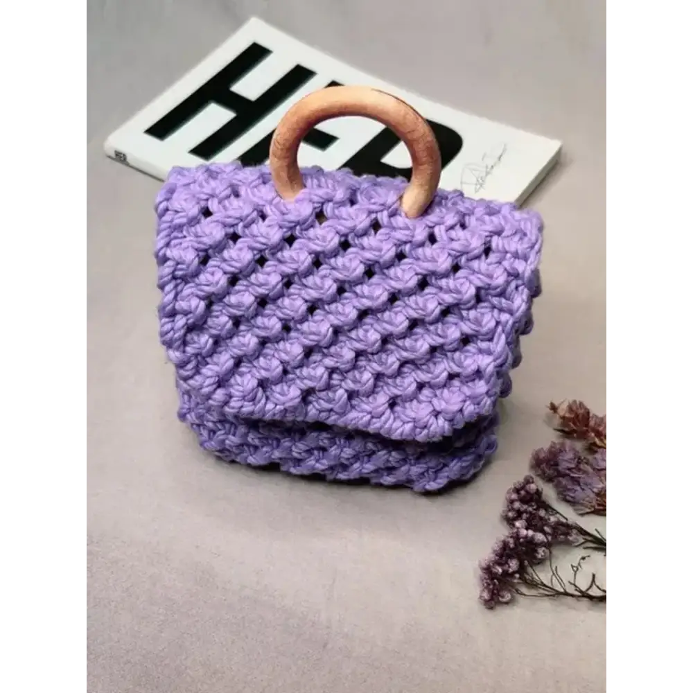 Stylish Purple Wool Handbag For Women