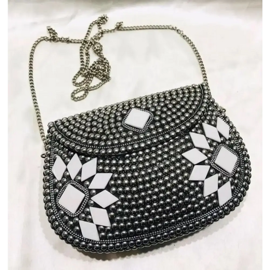 Stylish Silver Metal  Sling Bags For Women