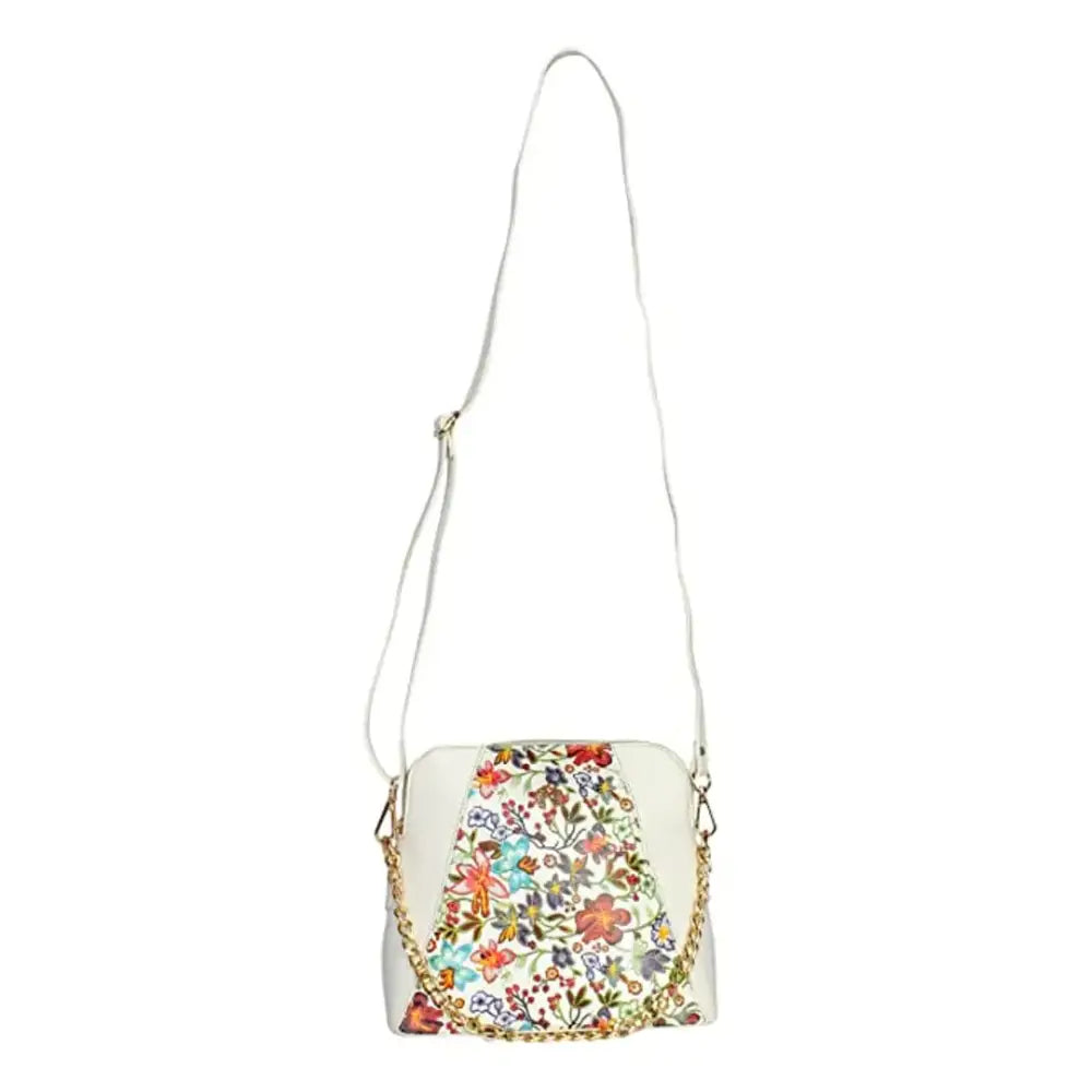 Stylish White Artificial Leather Printed Handbags For Women