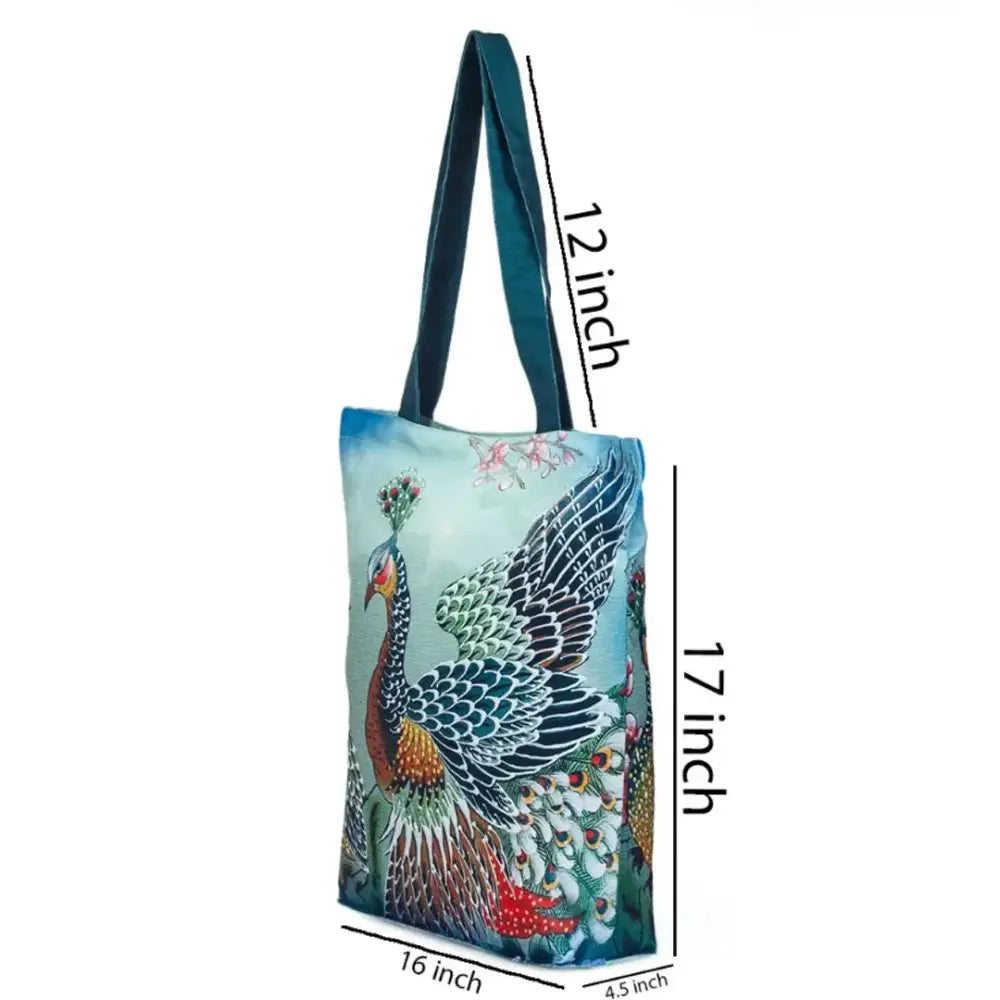 TIKULI Organic Polyester Durable Canvas Large Size Printed Tote Bag