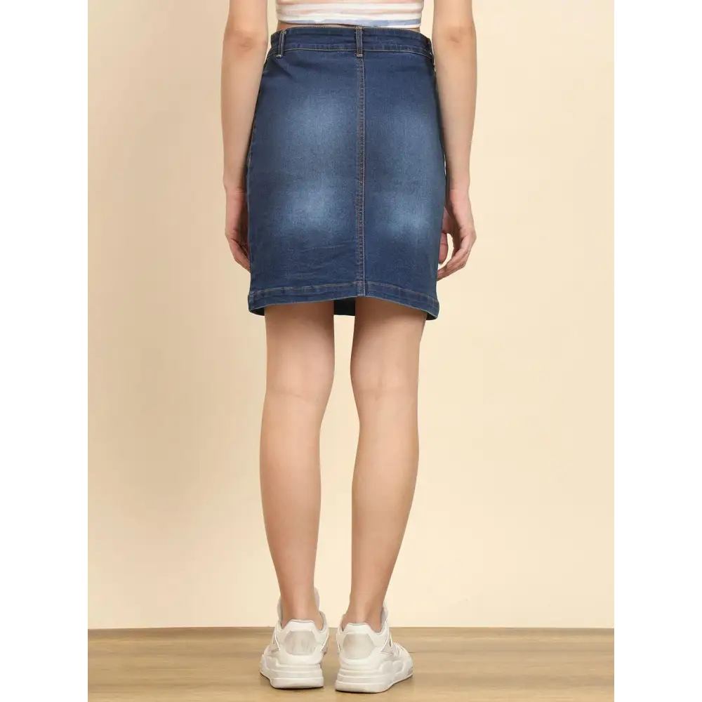 TRENDARREST Blue Denim Skirt