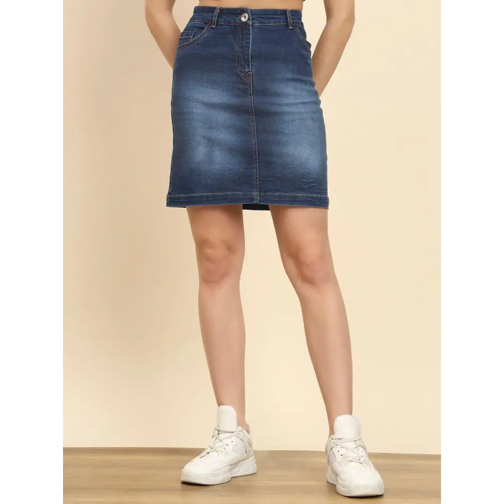 TRENDARREST Blue Denim Skirt