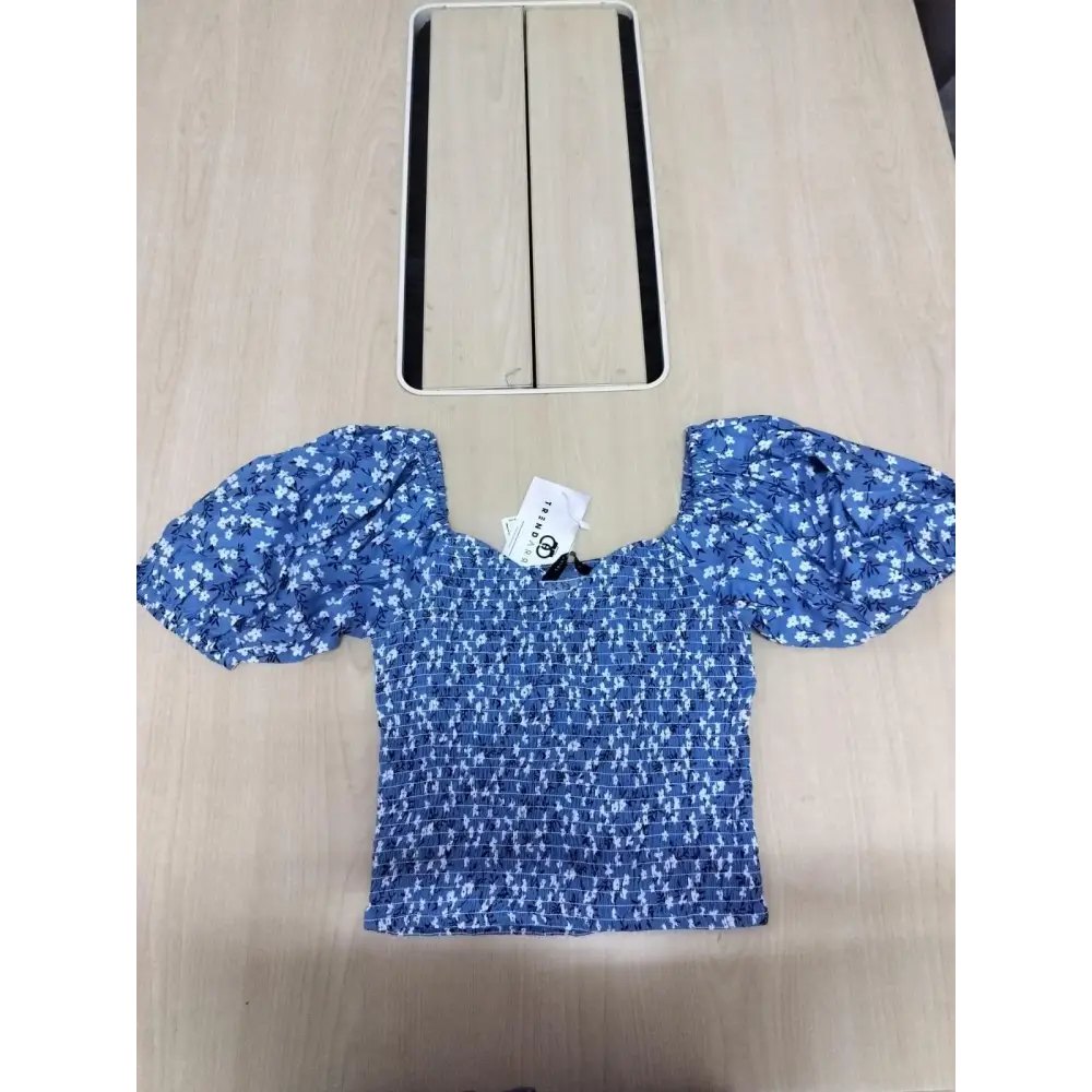 TRENDARREST Blue Floral Printed Top