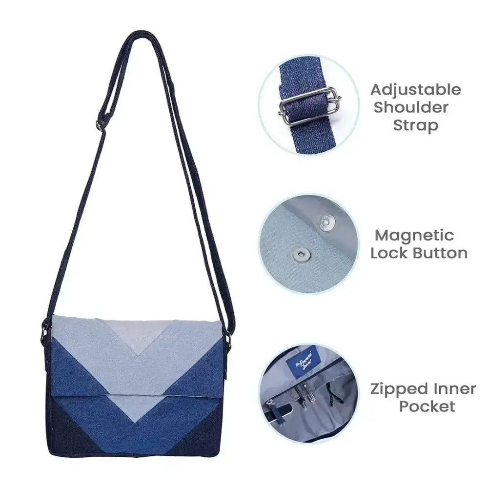 The Purani Jeans Side CrossBody Sling Bag for Women Stylish Latest Girls Handbag New Denim Adjustable Shoulder Strap