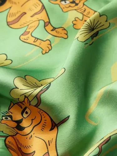 The Souled Store Folk Tiger Women and Girls Long Sleeve Collared Neck Button Down All Over Print Polyester Shirts Green SaumyasStore