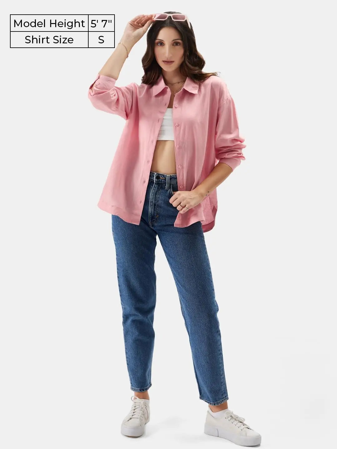 The Souled Store Solids: Pink Women and Girls Loose fit Full Sleeve Cotton and Linen Pink Color Women Boyfriend Shirts SaumyasStore