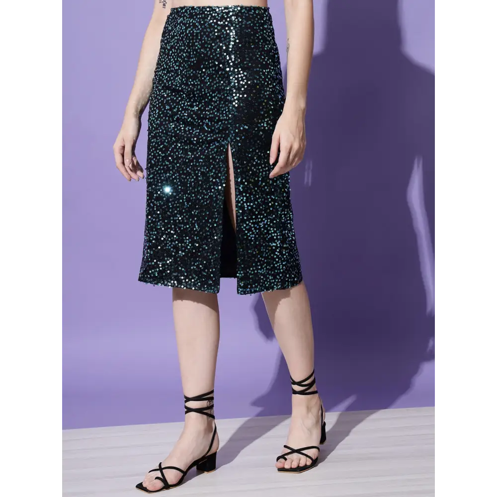 Trend Arrest Women’s Polyester Bodycon Sequin Party Skirt -