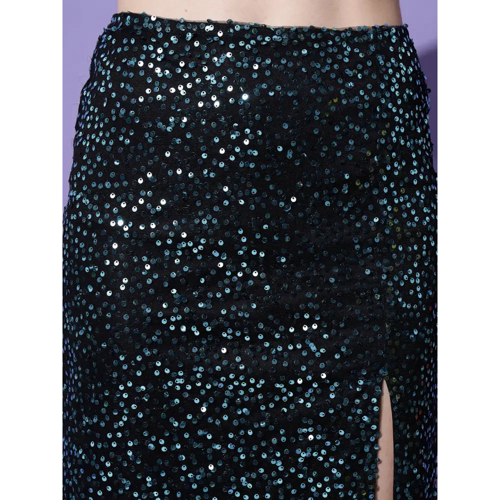 Trend Arrest Women’s Polyester Bodycon Sequin Party Skirt -