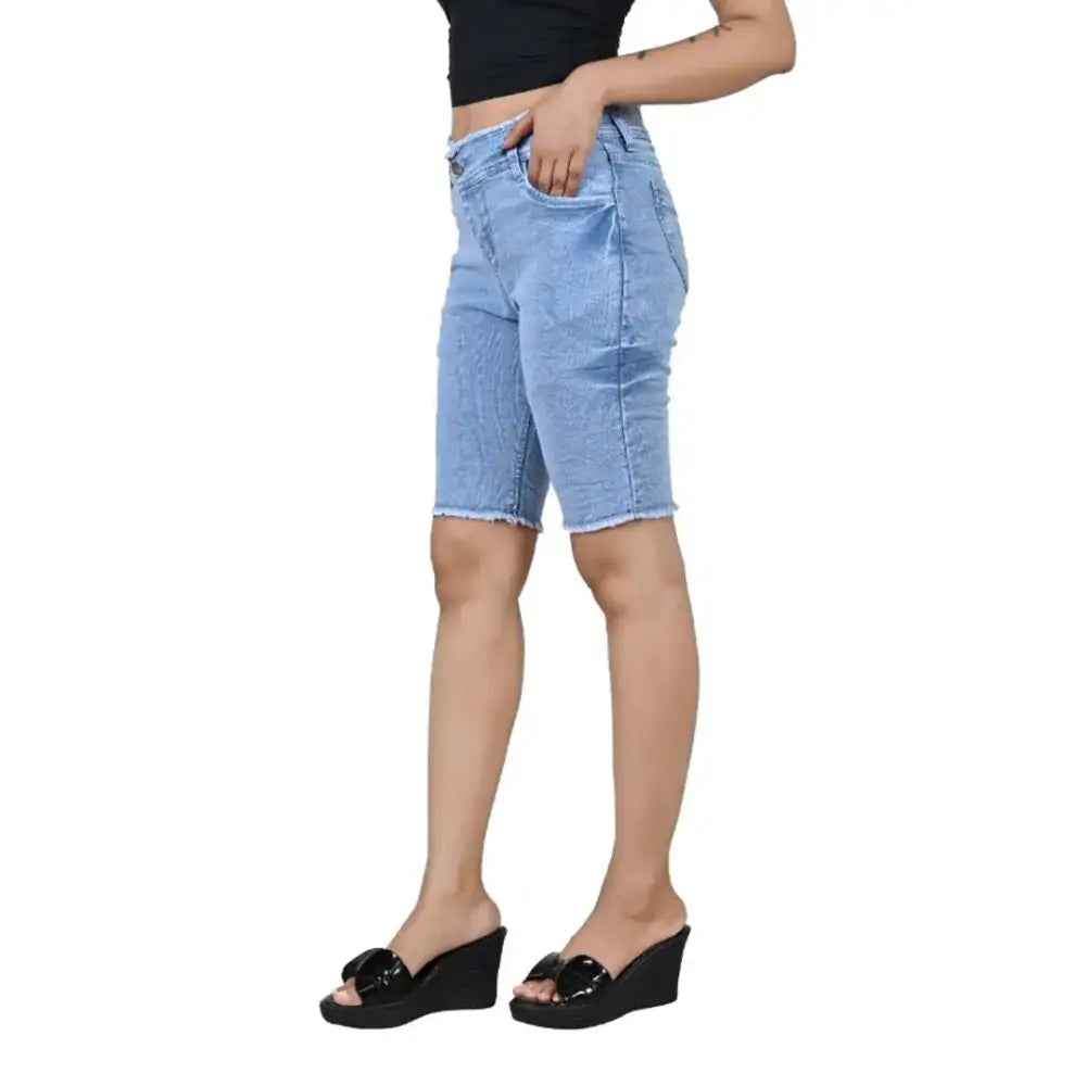 Trendy Stylish Denim Lycra Shorts for Women