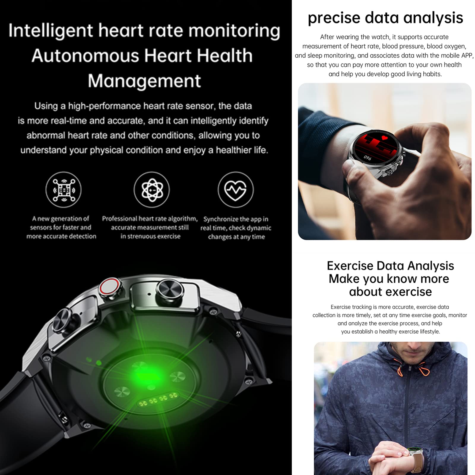 Tuanzi JM08 2 in 1 Smart Watch with Earbuds 1.28" Smartwatch TWS HiFi Stereo Wireless Headset Combo Bluetooth Phone Call for Android iOS (Silver Steel+Silicone) SaumyasStore