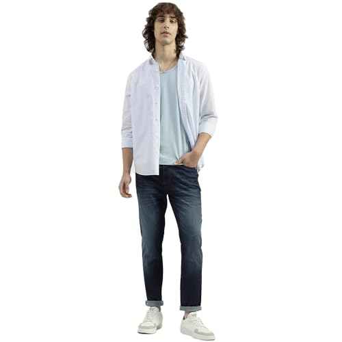 UNITED COLORS OF BENETTON Solid Pattern Low Crotch Fit Jeans (Size: 34)-24P4BMRG8001I901 Blue SaumyasStore