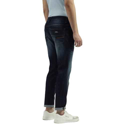 UNITED COLORS OF BENETTON Solid Pattern Low Crotch Fit Jeans (Size: 34)-24P4BMRG8001I901 Blue SaumyasStore