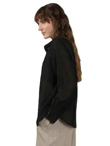 VERO MODA Women's Polyester Regular Fit Black Shirt SaumyasStore