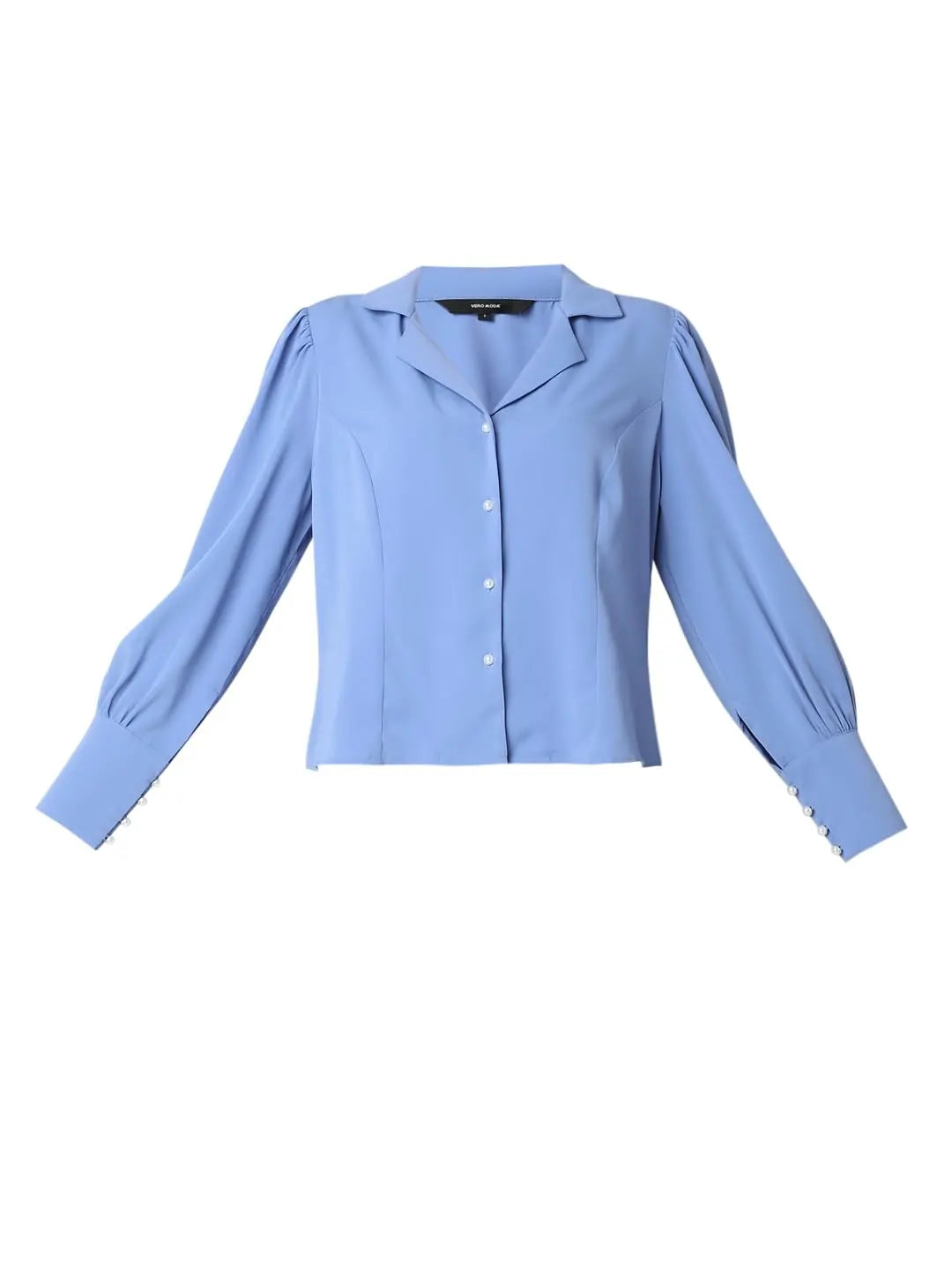 VERO MODA Women's Solid Regular Fit Shirt (10310590- Wedgewood SaumyasStore