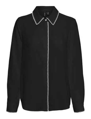 VERO MODA ' Women's' Solid Regular Fit Shirt (10317558- Black SaumyasStore