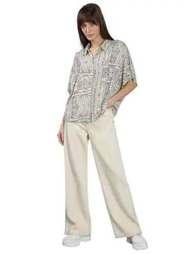 VERO MODA Women's Viscose-Lenzing Ecovero Relaxed Fit Beige Shirt SaumyasStore