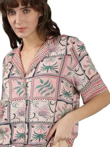 VERO MODA Women's Viscose Regular Fit Pink Shirt SaumyasStore