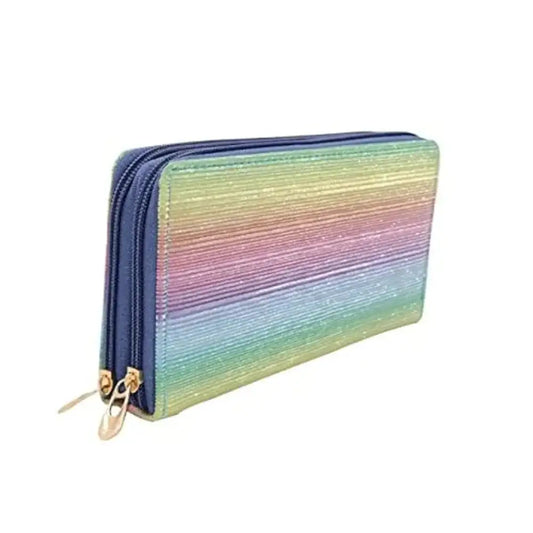 VRUGRA Stylish  Premium Vintage Collection PU-Leather Shining  Glittering Material Hand Wallet/Clutch,Purse (Rainbow)