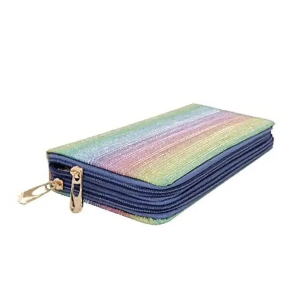 VRUGRA Stylish  Premium Vintage Collection PU-Leather Shining  Glittering Material Hand Wallet/Clutch,Purse (Rainbow)