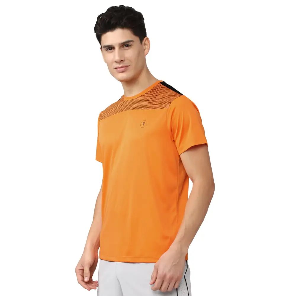 Van Heusen Men’s Slim Fit T-Shirt (VFKCAATPU97958_Orange S)