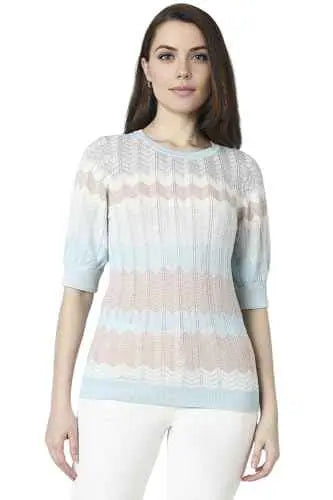 Van Heusen Women's Regular Fit Blouse (VWFTURGFC57200_Blue SaumyasStore