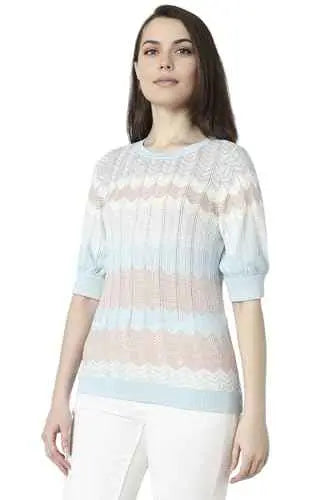 Van Heusen Women's Regular Fit Blouse (VWFTURGFC57200_Blue SaumyasStore