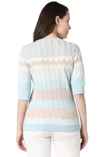 Van Heusen Women's Regular Fit Blouse (VWFTURGFC57200_Blue SaumyasStore