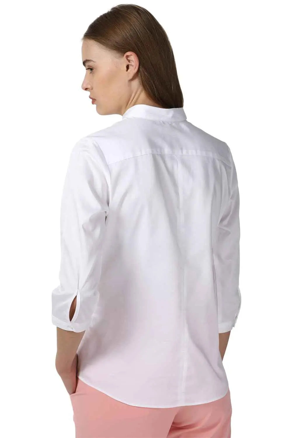 Van Heusen Women's Solid Regular Fit Shirt (VWSFCRGFA11372_White SaumyasStore