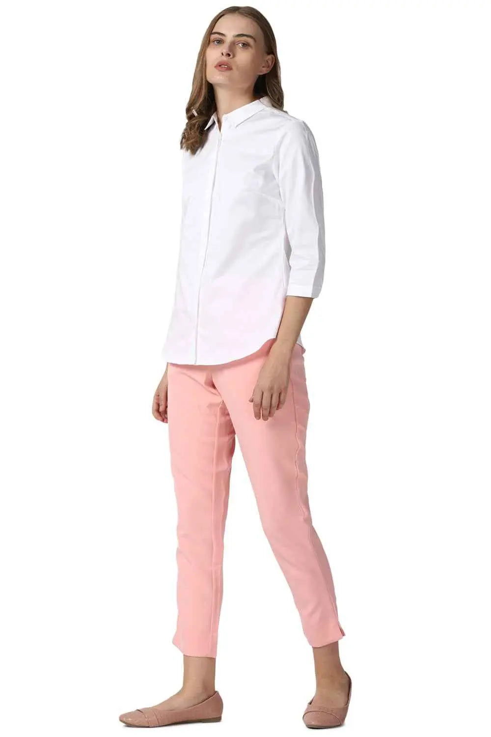 Van Heusen Women's Solid Regular Fit Shirt (VWSFCRGFA11372_White SaumyasStore