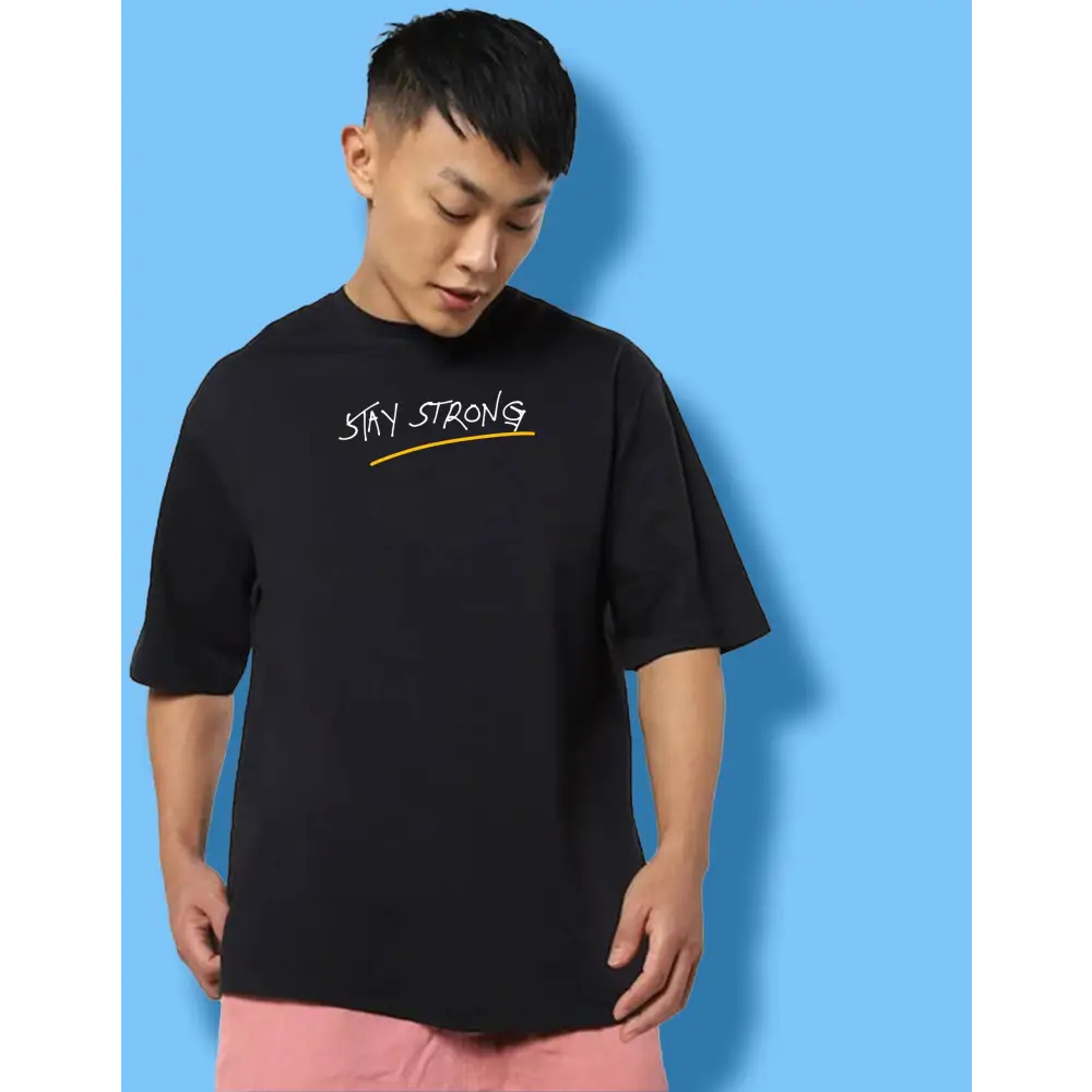 Veirdo Black Oversized Cotton Crew Neck T-Shirt with Graphic