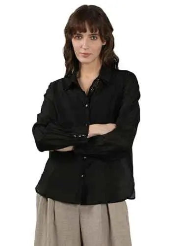 Vero Moda Women's Polyester Regular Fit Black Shirt SaumyasStore