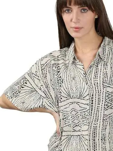 Vero Moda Women's Viscose-Lenzing Ecovero Relaxed Fit Beige Shirt SaumyasStore