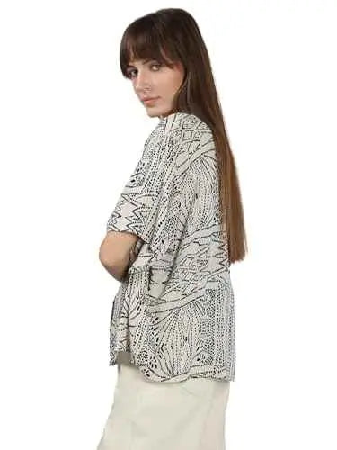 Vero Moda Women's Viscose-Lenzing Ecovero Relaxed Fit Beige Shirt SaumyasStore