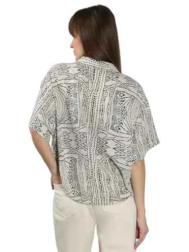 Vero Moda Women's Viscose-Lenzing Ecovero Relaxed Fit Beige Shirt SaumyasStore