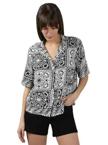 Vero Moda Women's Viscose Regular Fit Black Shirt SaumyasStore