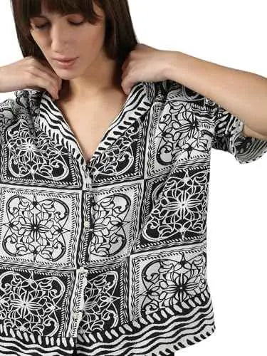 Vero Moda Women's Viscose Regular Fit Black Shirt SaumyasStore