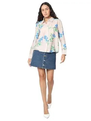 Vero Moda Women's Viscose Regular Fit Off White Shirt SaumyasStore