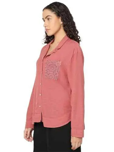 Vero Moda Women's Viscose Relaxed Fit Pink Shirt SaumyasStore