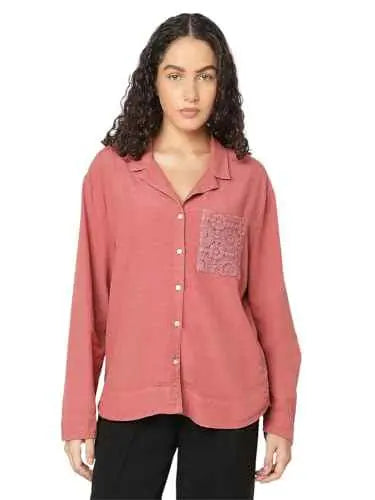 Vero Moda Women's Viscose Relaxed Fit Pink Shirt SaumyasStore