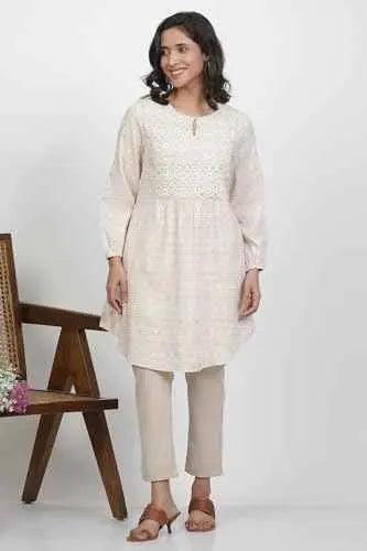 W for Woman White Floral Print Rayon Straight Top_24FEW30832-123184_3XL SaumyasStore