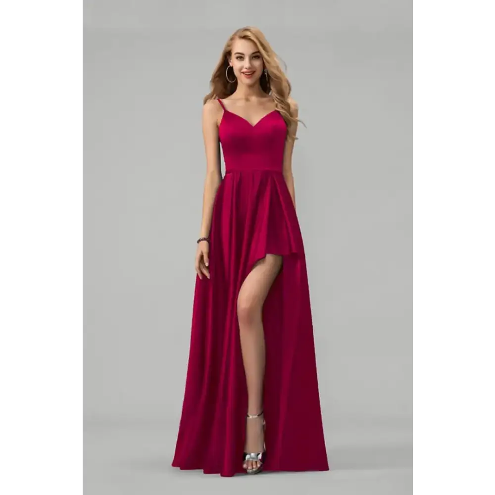 WOMEN WESTERN PARTY WEAR ONE PIECE MAROON MAXI DRESS