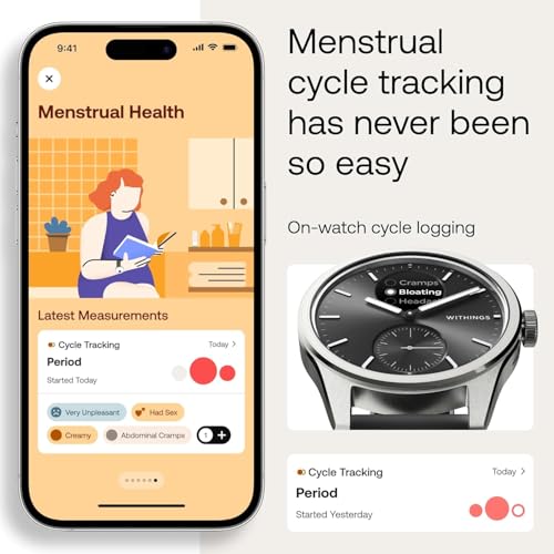 Withings ScanWatch 2, Heart Health Hybrid Smartwatch - ECG, with SPO2, Temperature Monitoring, Sleep, Respiratory Health, Cycle Monitoring, 30-Day Battery Life - 42mm SaumyasStore