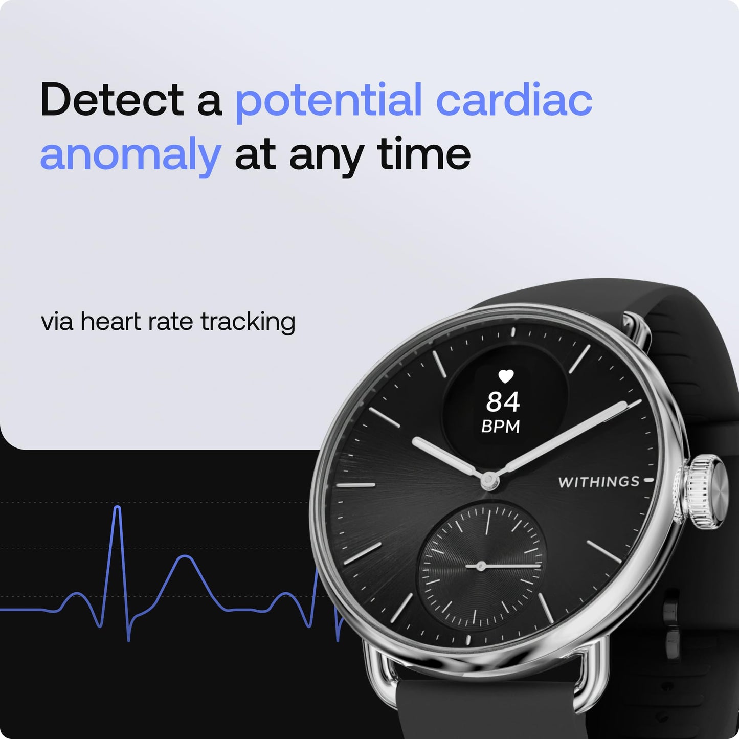 Withings ScanWatch 2, Heart Health Hybrid Smartwatch for Men & Women - ECG, with SPO2, Temperature Monitoring, Sleep, Respiratory Health, Cycle Monitoring, 30-Day Battery Life, iOS & Android (Black) SaumyasStore